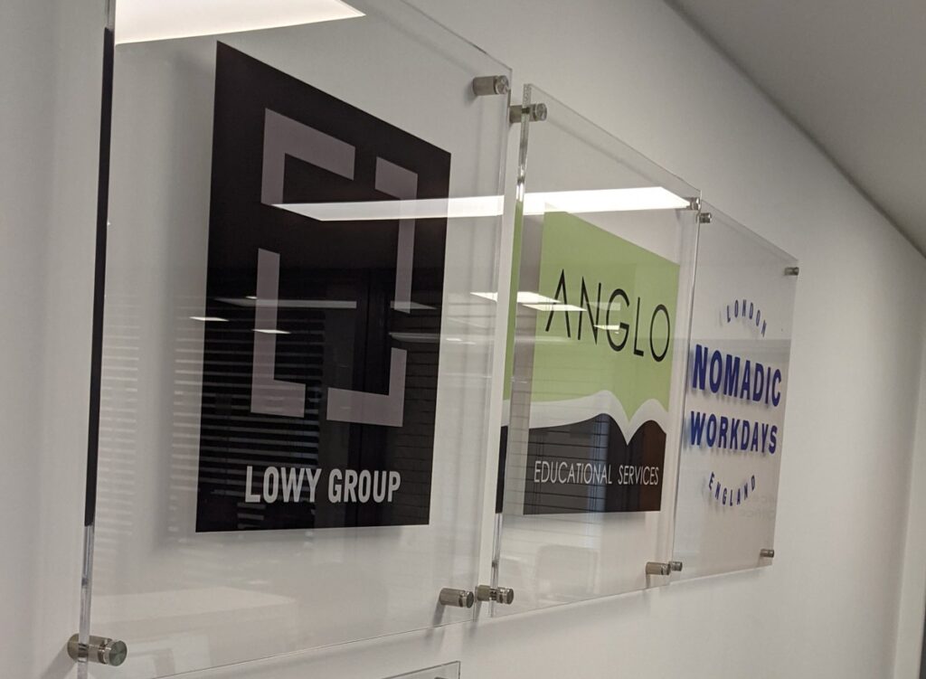 CLEAR ACRYLIC PLAQUES WITH FULL COLOUR PRINT TO REVERSE ON STUDS in London