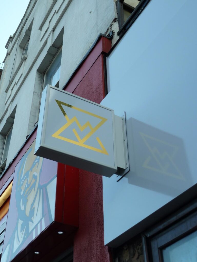 Aluminium Lightbox & Cut Mirror Gold Vinyl in London