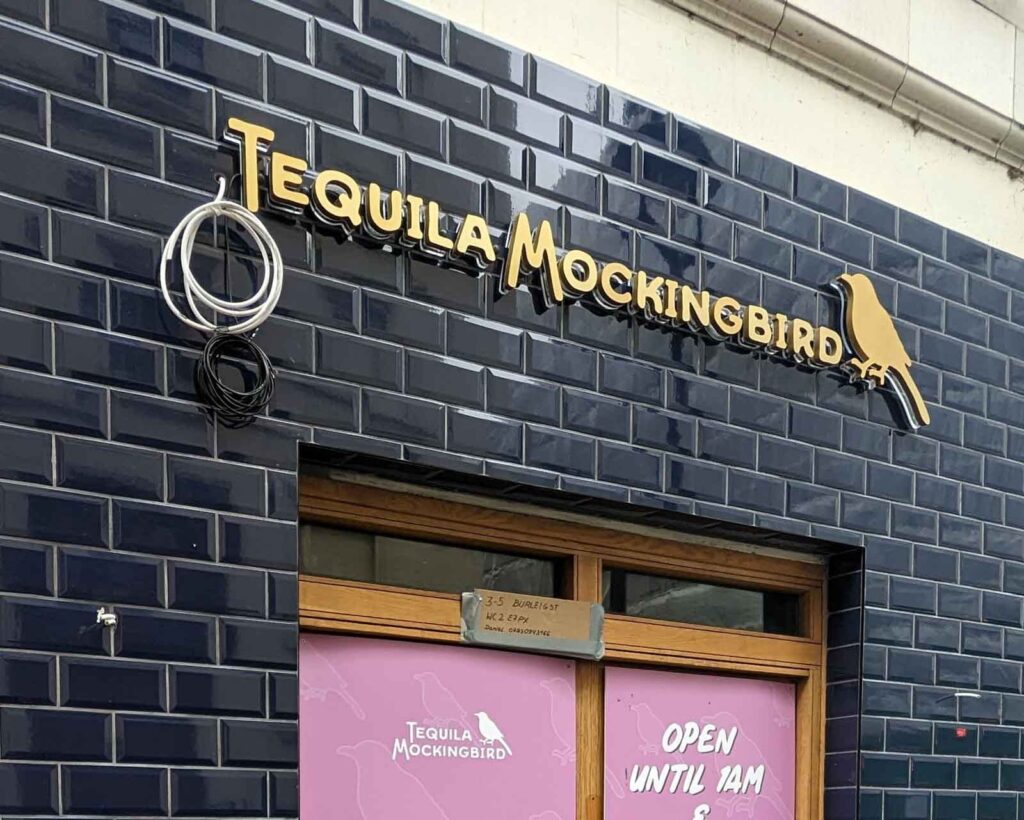 25MM WET COATED GOLD 3D LETTERS WITH PINK HALO ILLUMINATION in London