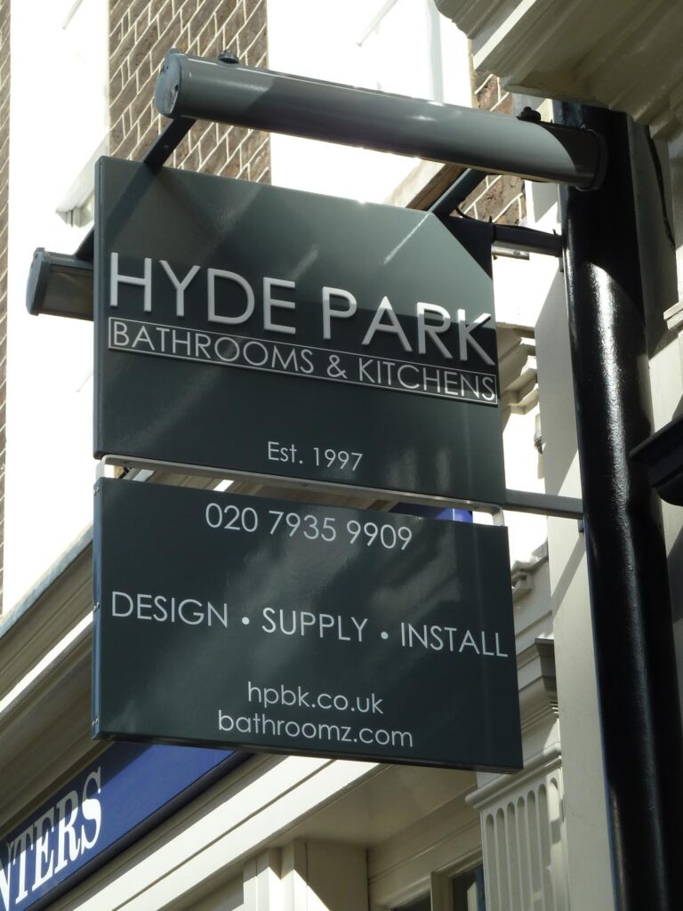 Double Sided Trough Lit Projecting Sign in London