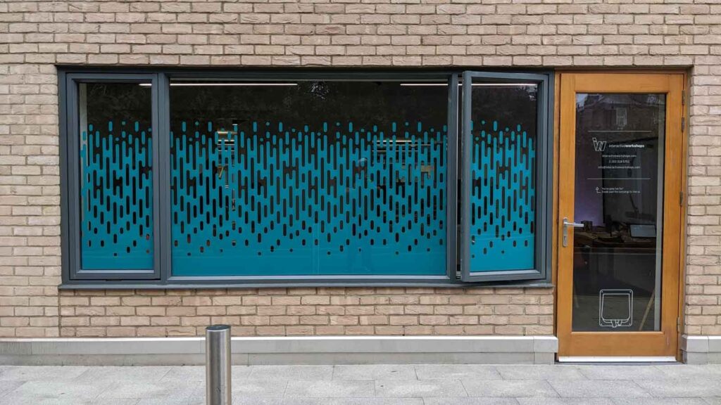 TEAL CUT VINYL WINDOW GRAPHICS in London